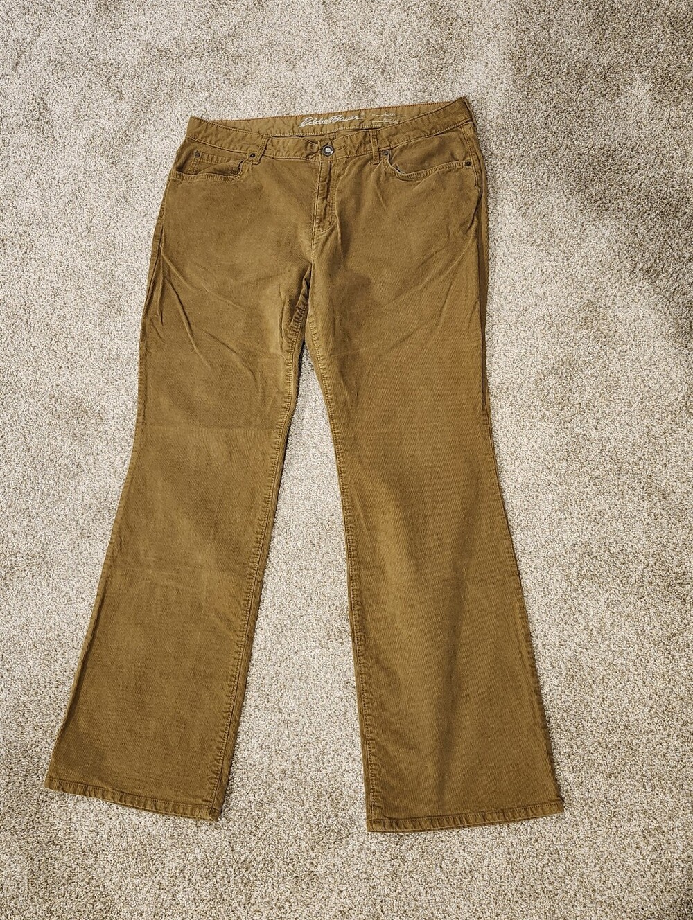 Womens Eddie Bauer Curvy Bootcut Brown Corduroy Pants Size 16